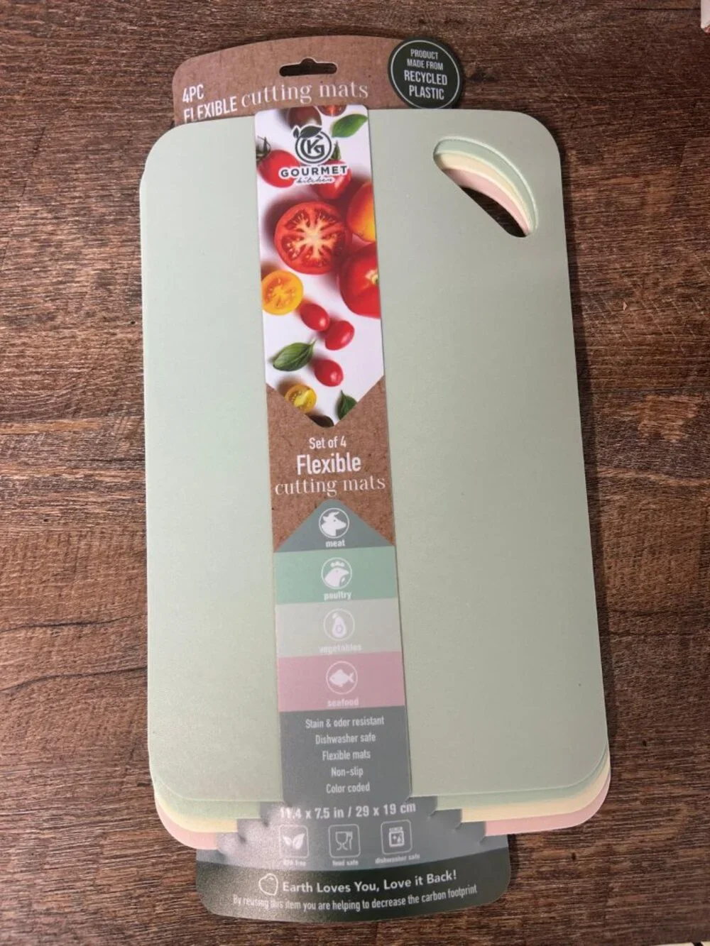 Set of 4 Flexible Cutting Mats BPA Free Non Toxic Multi-Color 11.5x15